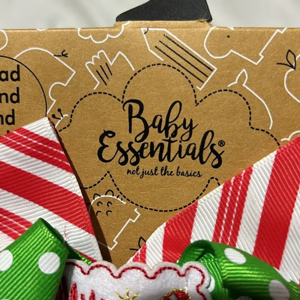 Baby Essentials 0-6 Christmas bow bootie socks headband My First Christmas NWT